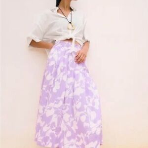 ME+EM cheesecloth tulip print midi skirt